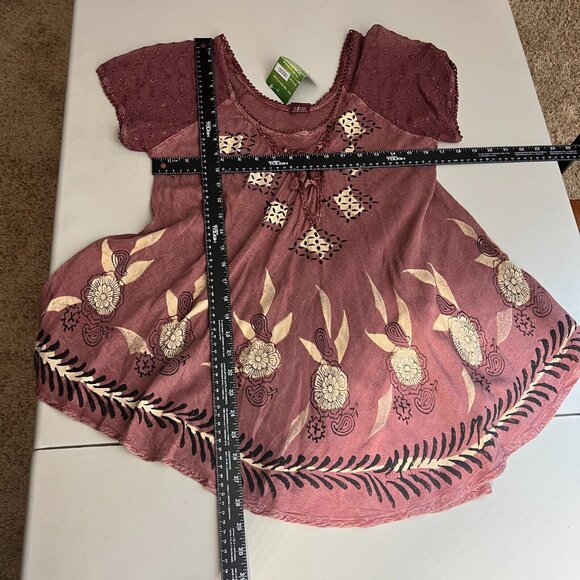 Jackpot‎ Tunic Top Womens OS One Size Fits Most Embroidered Lace Up Sheer Floral - Picture 2 of 14